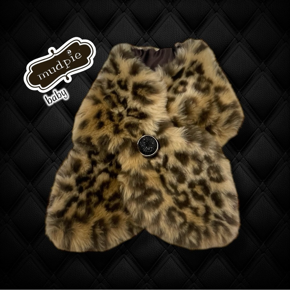 Mud Pie Baby Leopard Print Faux Fur Wrap Collar